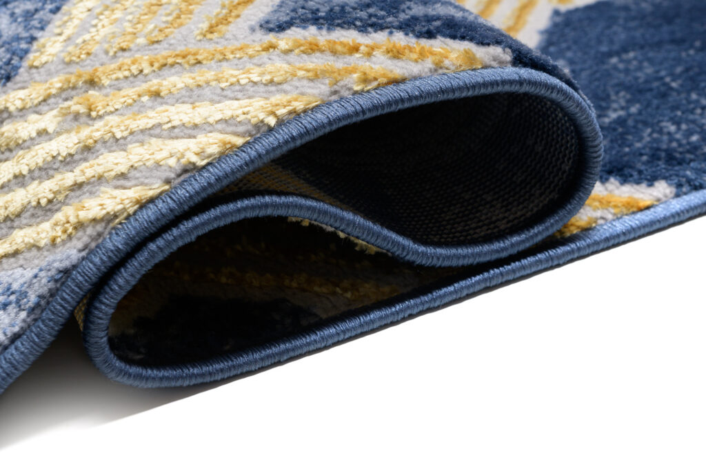 Teppich Shine Dunkelblau Gold Geometrischer Effekt 3D