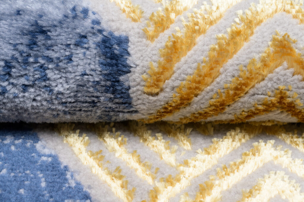 Teppich Shine Dunkelblau Gold Geometrischer Effekt 3D