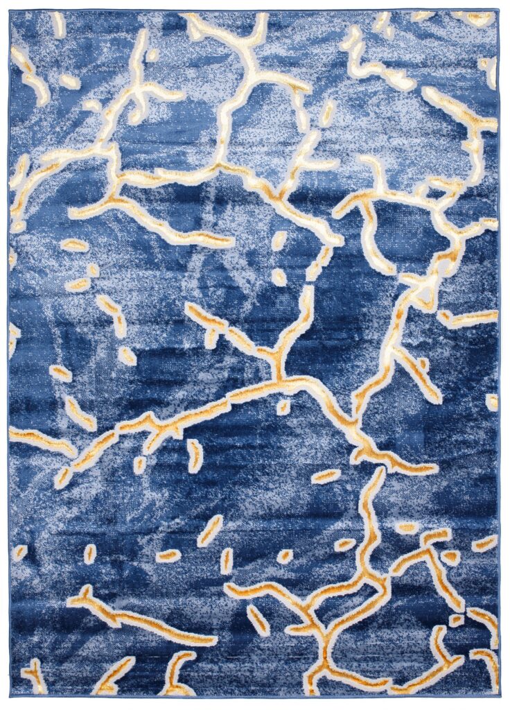 Teppich Shine Dunkelblau Gold Abstrakt Effekt 3D