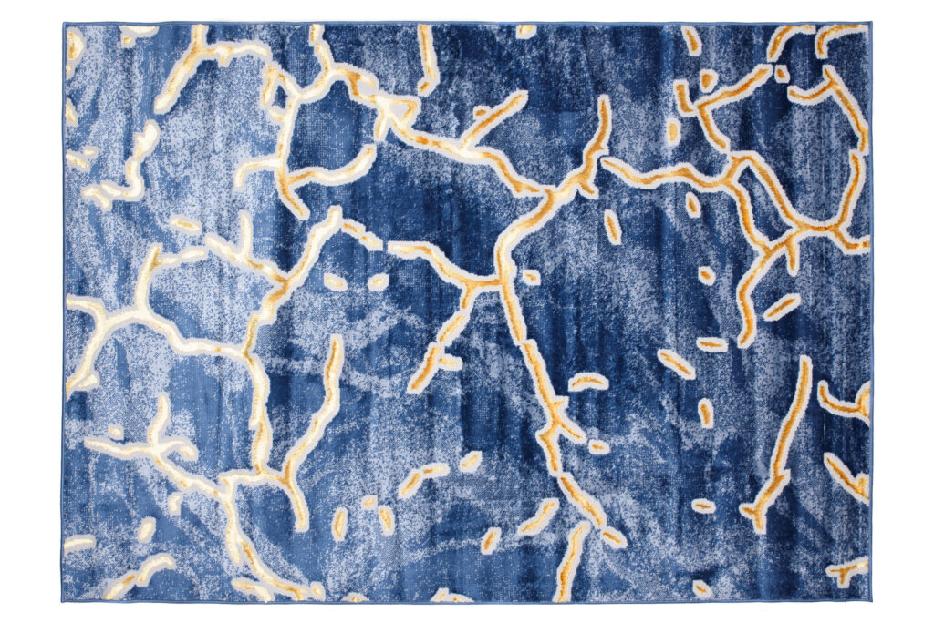 Teppich Shine Dunkelblau Gold Abstrakt Effekt 3D