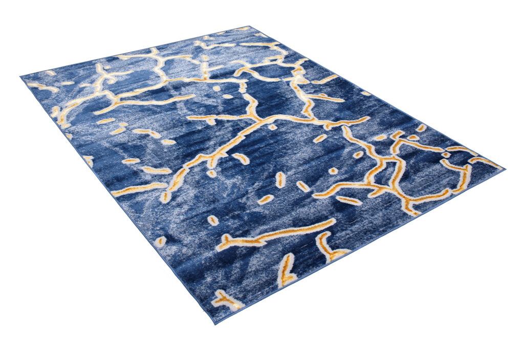 Teppich Shine Dunkelblau Gold Abstrakt Effekt 3D