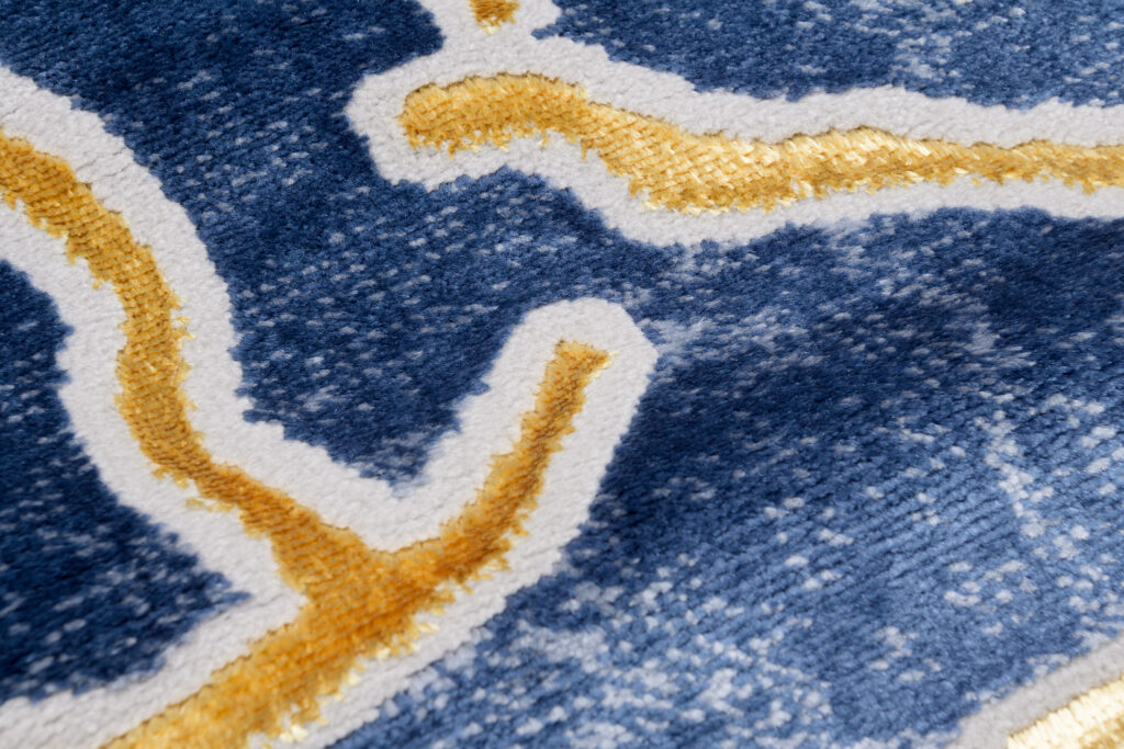 Teppich Shine Dunkelblau Gold Abstrakt Effekt 3D