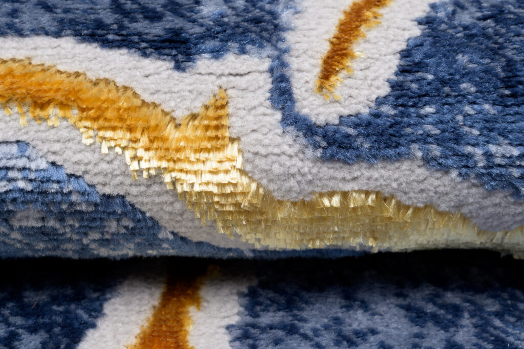 Teppich Shine Dunkelblau Gold Abstrakt Effekt 3D