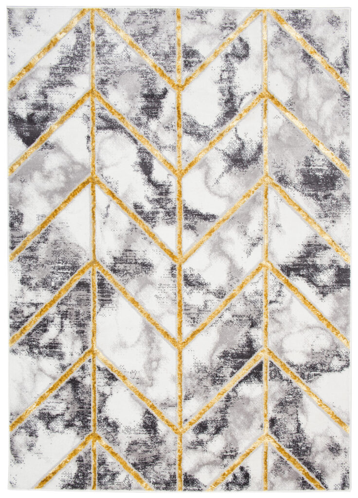 Teppich Shine Geometrisch Dunkelgrau Gold Linien Effekt 3D