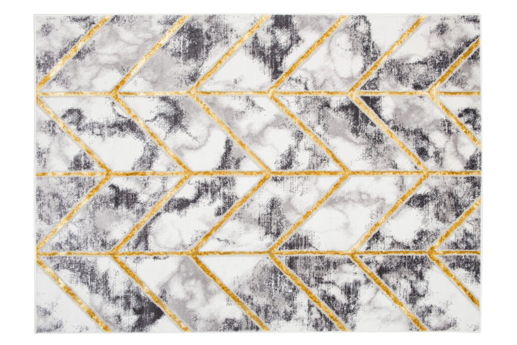 Teppich Shine Geometrisch Dunkelgrau Gold Linien Effekt 3D