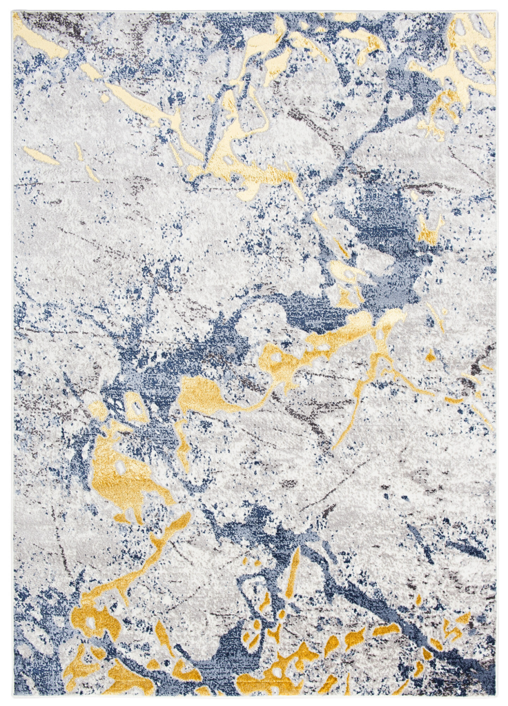 Teppich Shine Blau Grau Gold Abstrakt Effekt 3D