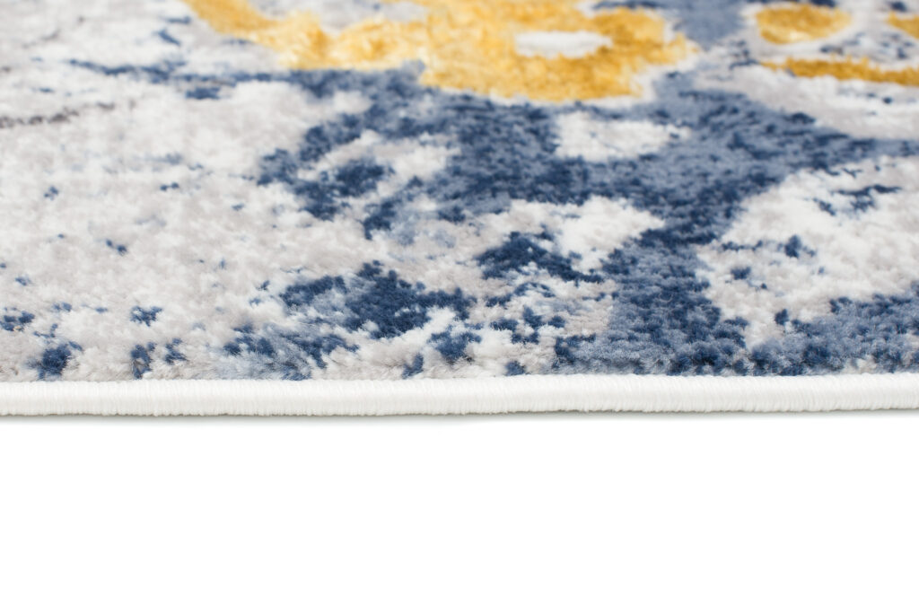 Teppich Shine Blau Grau Gold Abstrakt Effekt 3D