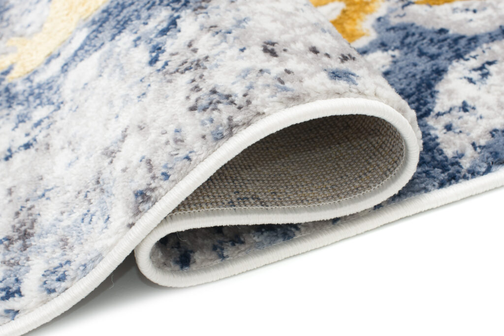 Teppich Shine Blau Grau Gold Abstrakt Effekt 3D