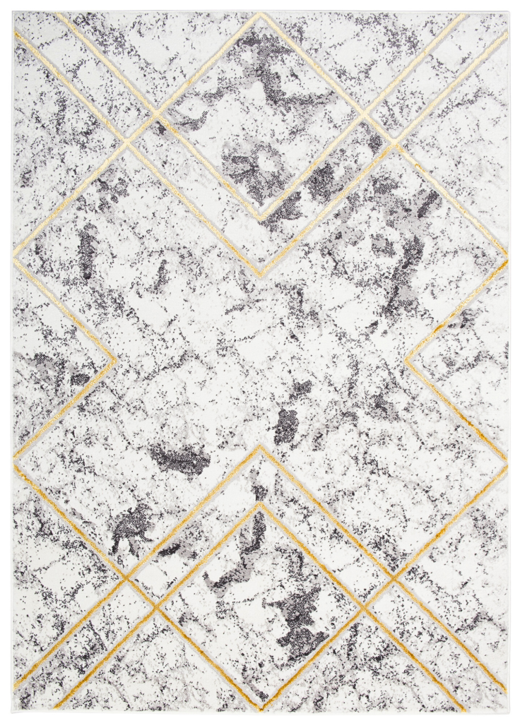 Teppich Shine Geometrisch Grau Gold Linien Effekt 3D