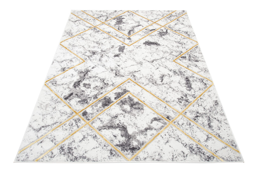 Teppich Shine Geometrisch Grau Gold Linien Effekt 3D