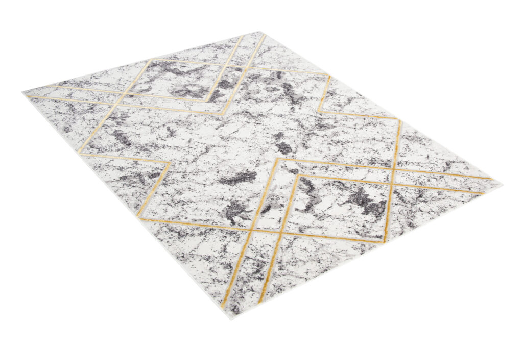Teppich Shine Geometrisch Grau Gold Linien Effekt 3D