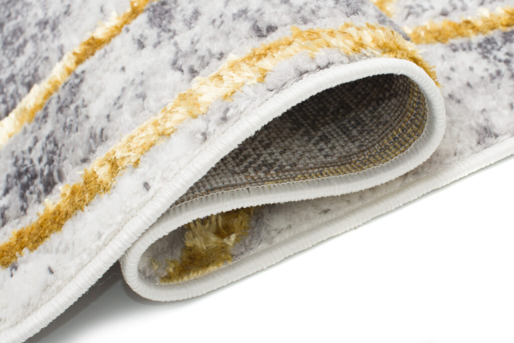 Teppich Shine Grau Gold Modern Linien Effekt 3D