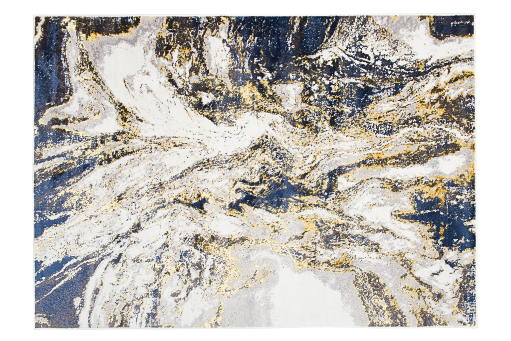 Teppich Shine Dunkelblau Creme Gold Abstrakt Effekt 3D