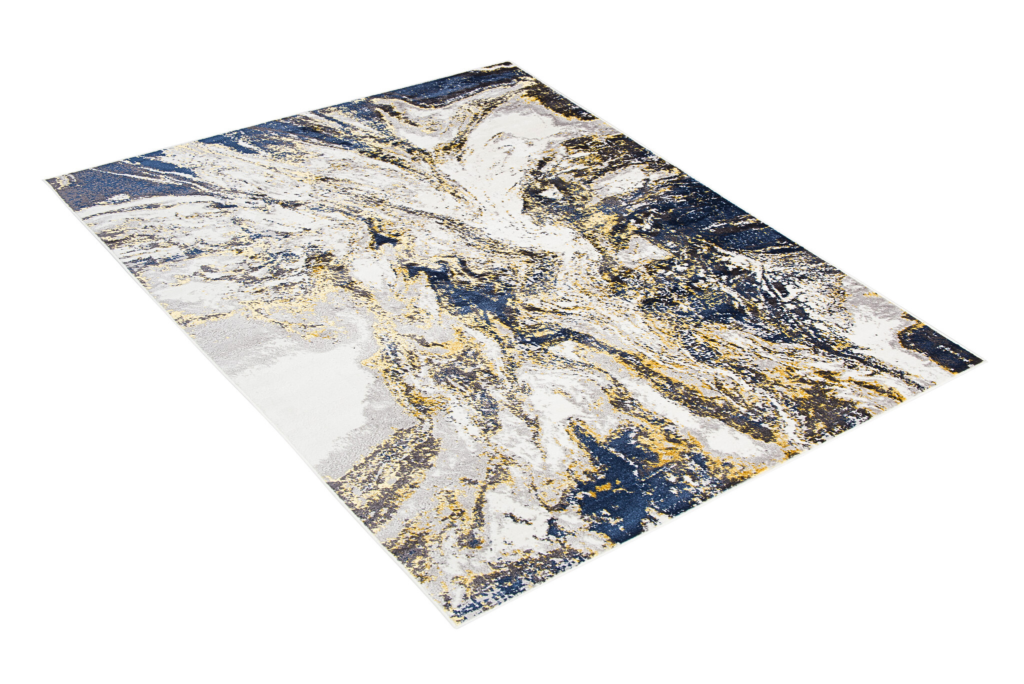 Teppich Shine Dunkelblau Creme Gold Abstrakt Effekt 3D