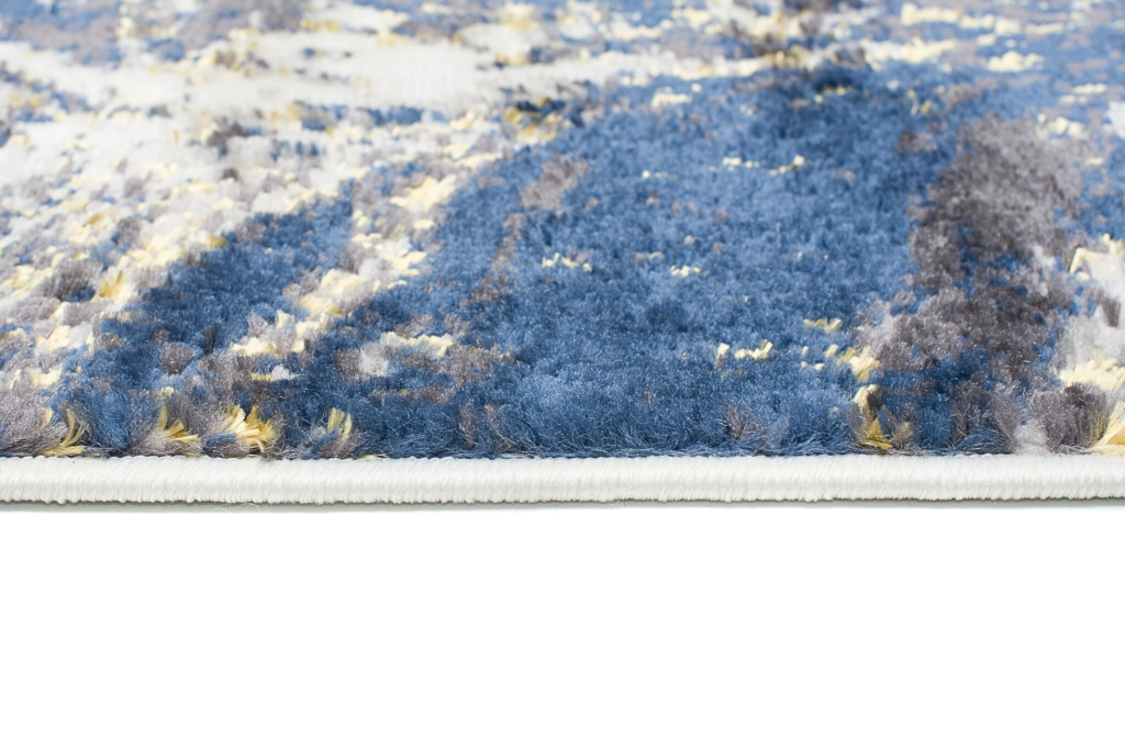 Teppich Shine Dunkelblau Creme Gold Abstrakt Effekt 3D