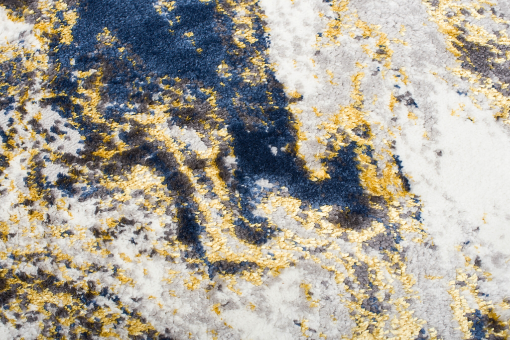 Teppich Shine Dunkelblau Creme Gold Abstrakt Effekt 3D