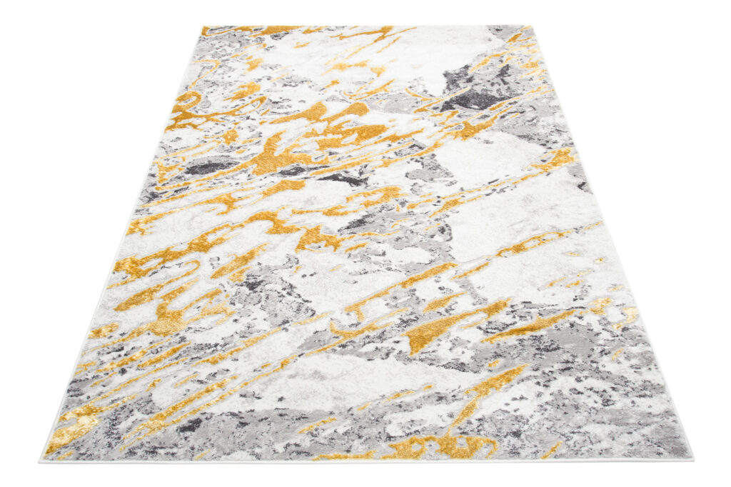 Teppich Shine Creme Grau Gold Abstrakt Effekt 3D