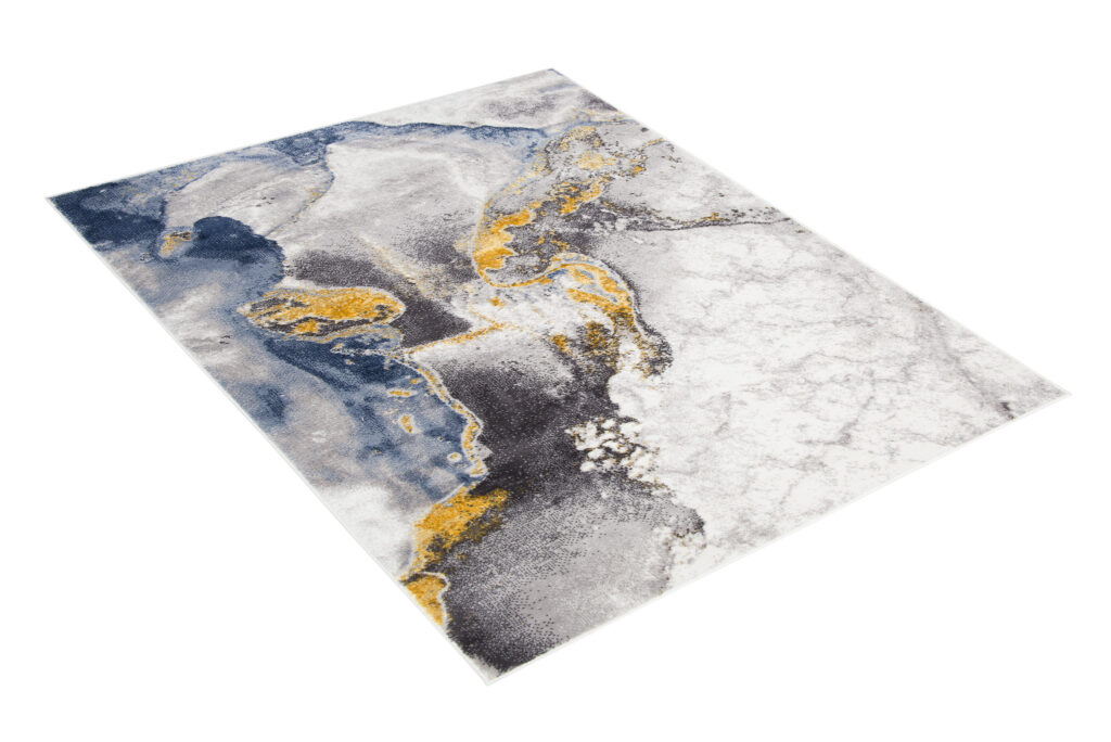 Teppich Shine Creme Grau Blau Gold Marmor Effekt 3D