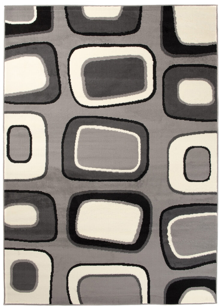 Teppich Dream Kurzflor Hellgrau Weiß Modern Figuren Design