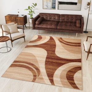 Teppich Dream Modern Kurzflor Hellbraun Meliert Wellen