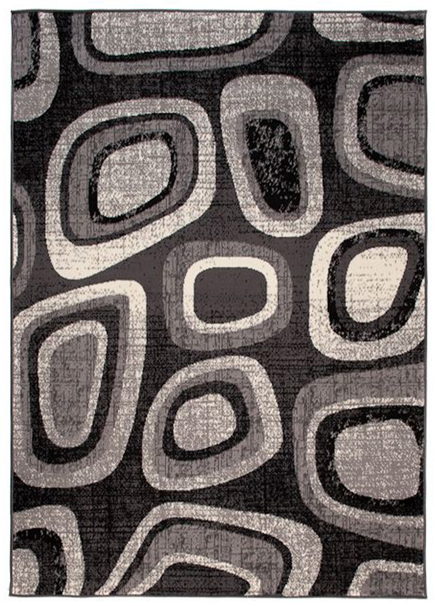 Teppich Dream Modern Grau Schwarz Kreise Kurzflor Design