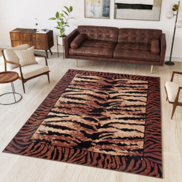 Teppich Dream Modern Kurzflor Braun Beige Schwarz Tiger Design