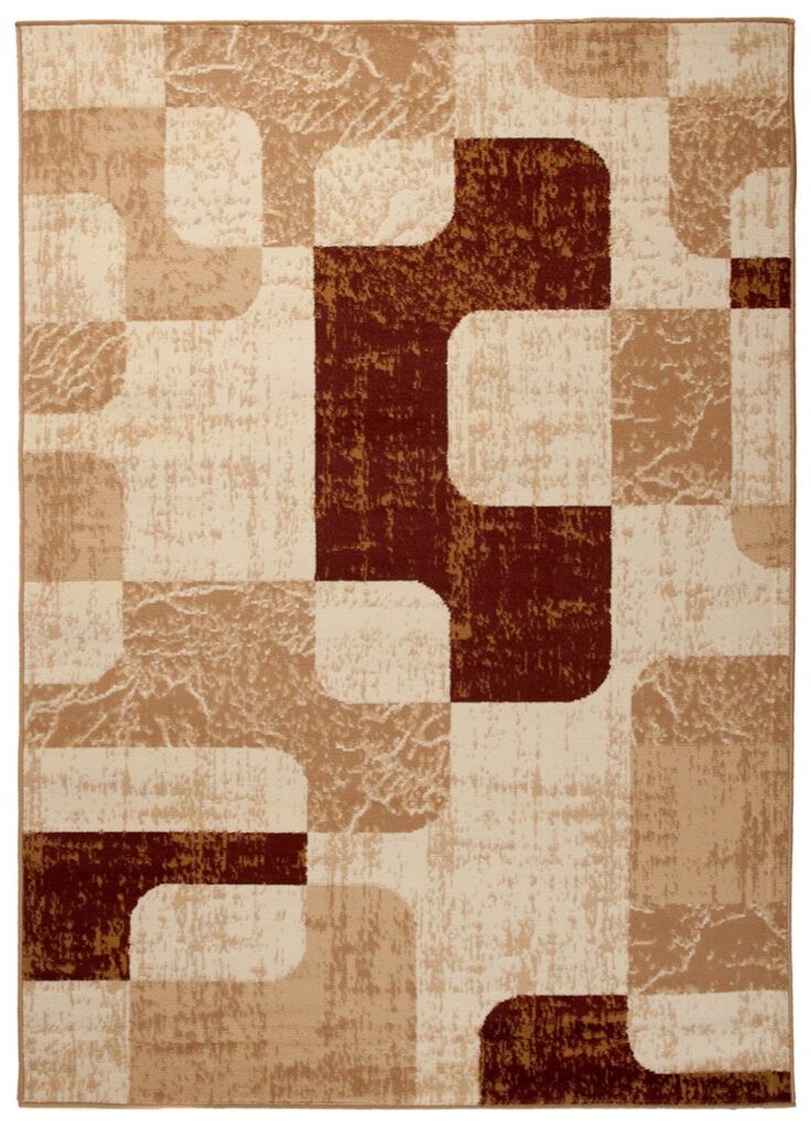 Teppich Dream Kurzflor Beige Creme Braun Retro Vierecke
