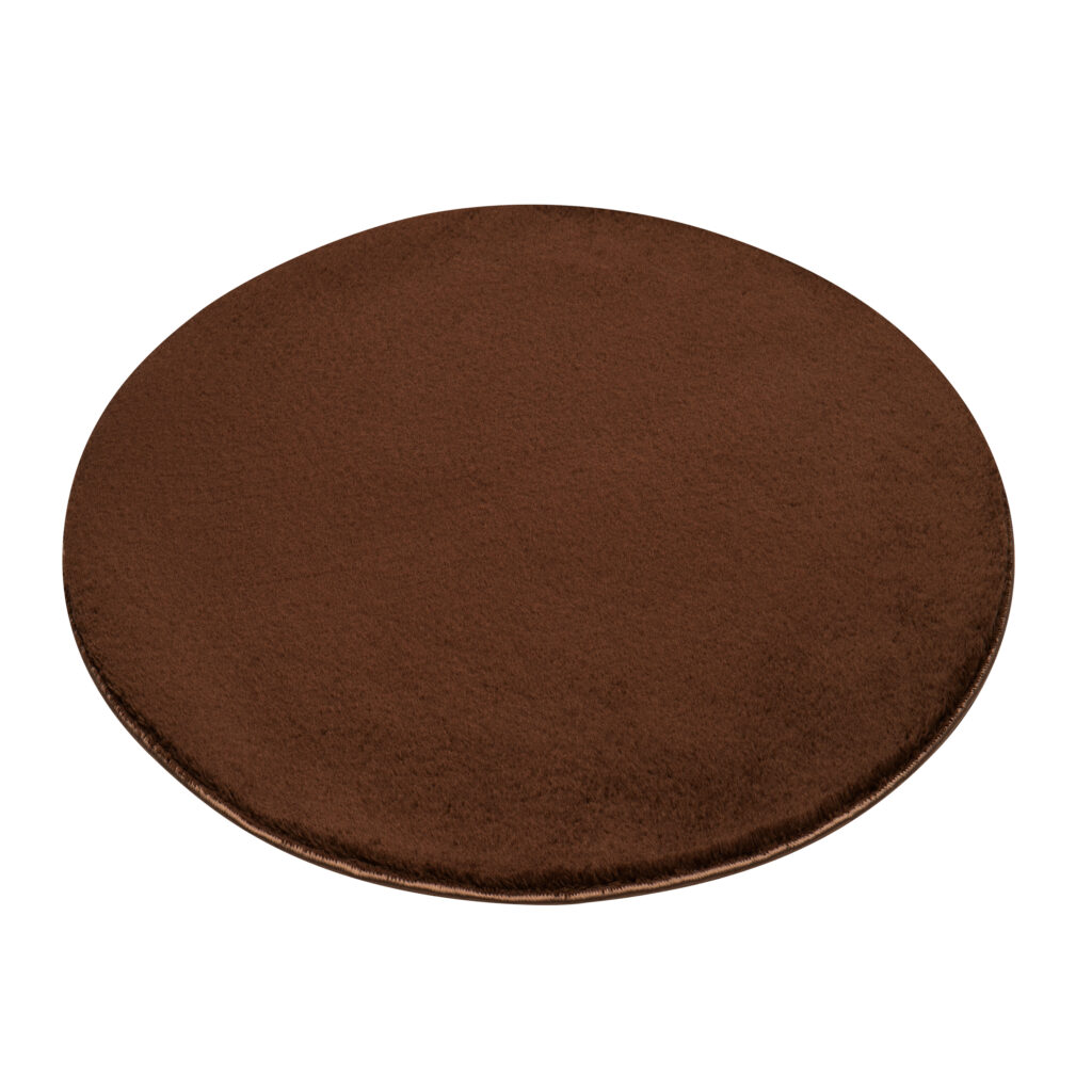Teppich Cuddle Rund Anti-Rutsch Braun Shaggy