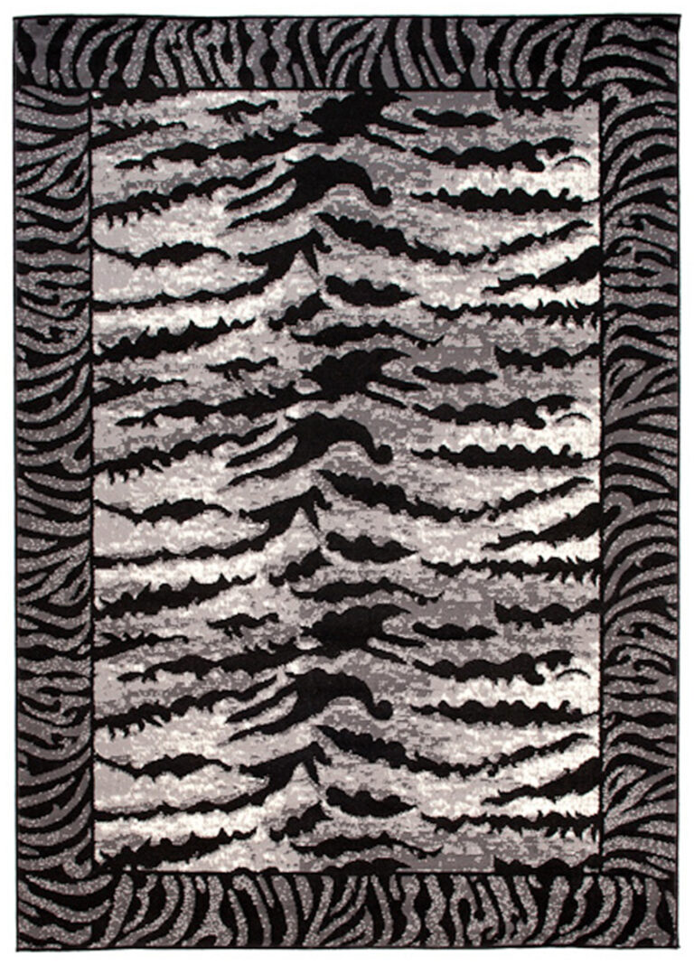 Teppich Dream Modern Kurzflor Grau Creme Schwarz Tiger Optik