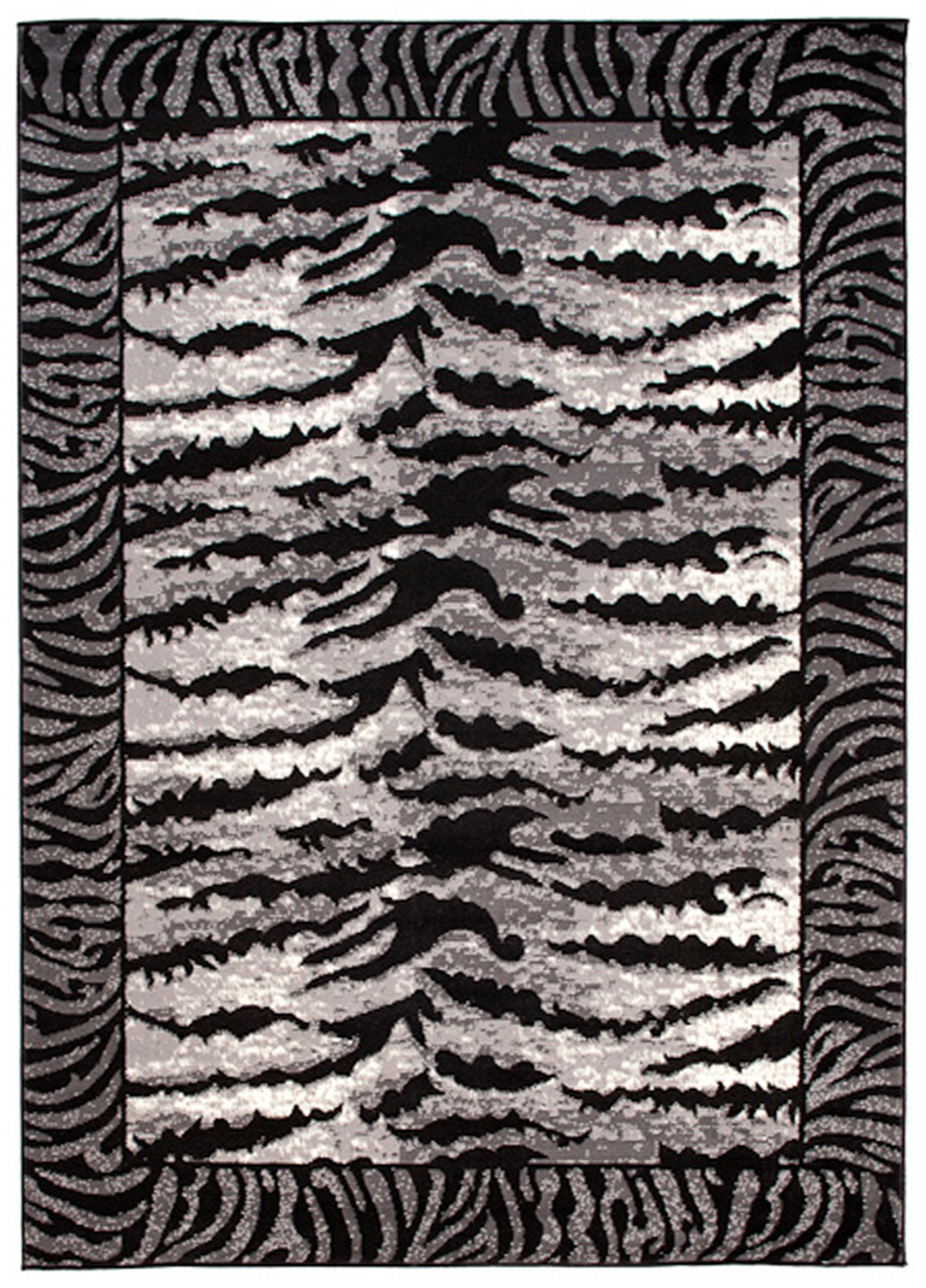 Teppich Dream Modern Kurzflor Grau Creme Schwarz Tiger Optik