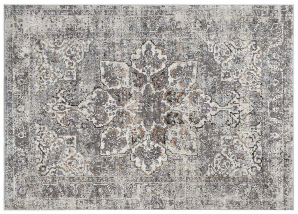 Teppich Valley Dunkelgrau Blumen Rosette