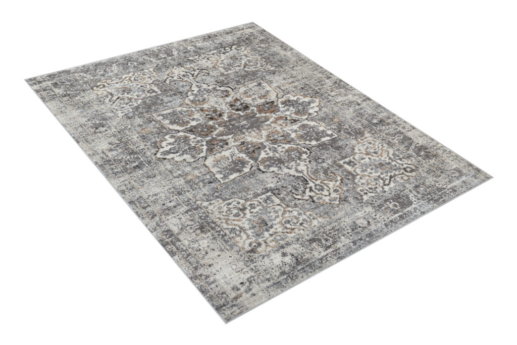 Teppich Valley Dunkelgrau Blumen Rosette