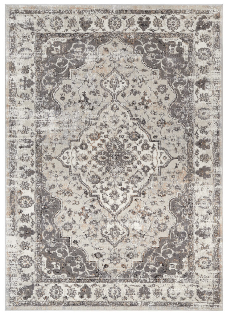 Teppich Valley Dunkelgrau Vintage Rahmen