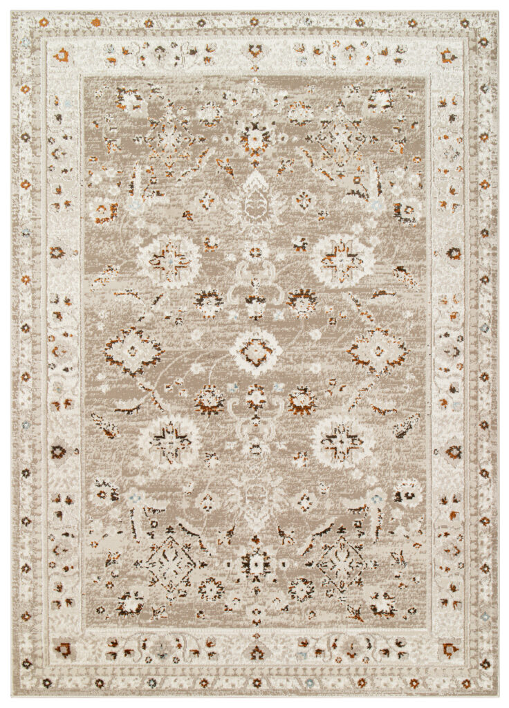 Teppich Retro Grau Rostbraun Vintage Ornamente
