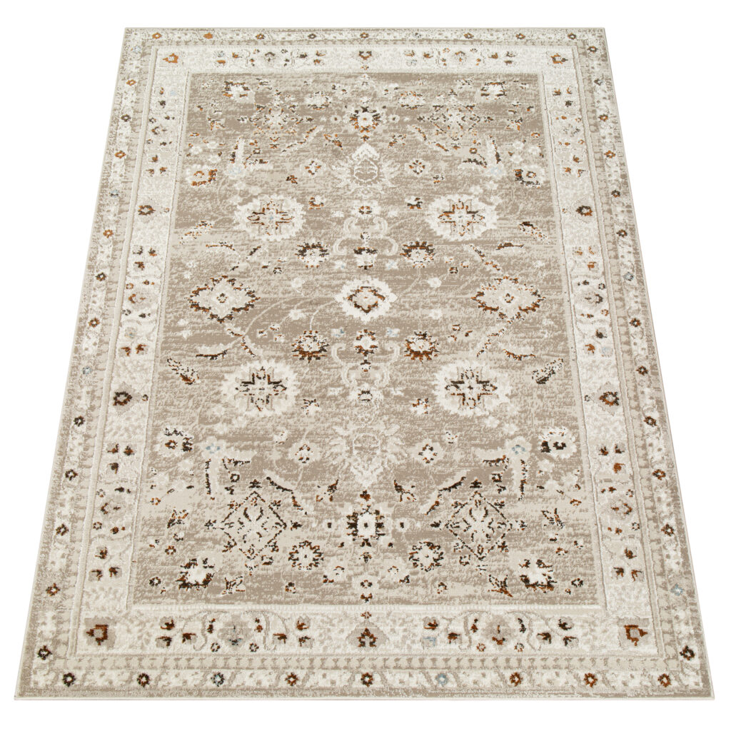 Teppich Retro Grau Rostbraun Vintage Ornamente