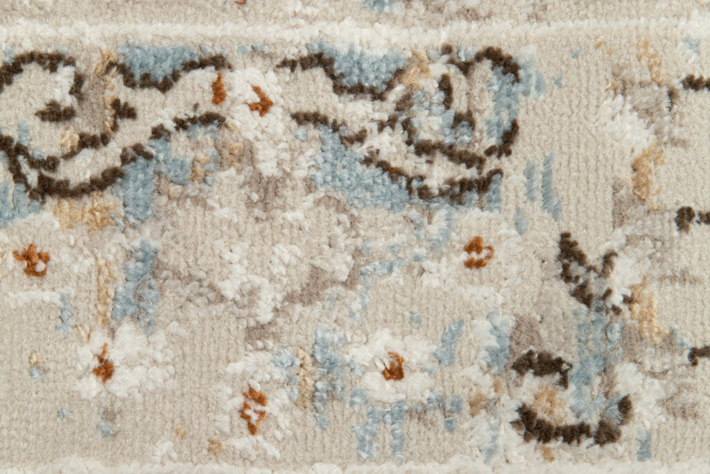 Teppich Retro Blau Grau Ornamente Vintage