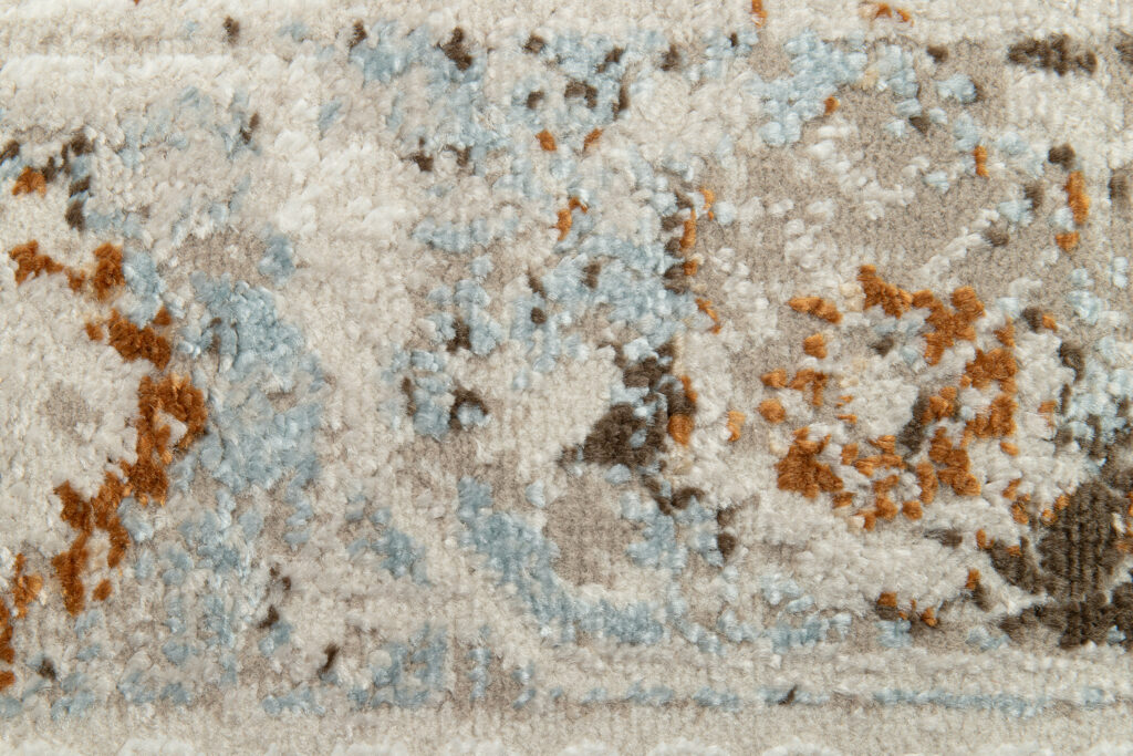 Teppich Retro Grau Blau Rostbraun Floral Vintage