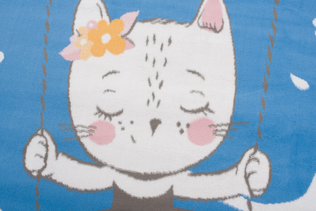 Teppich Jolly Kurzflor Kinderteppich Spielmatte Blau Rosa Katze