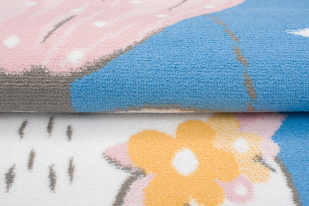 Teppich Jolly Kurzflor Kinderteppich Spielmatte Blau Rosa Katze