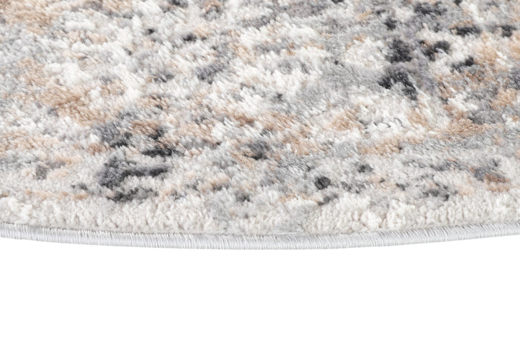 Teppich Valley Rund Grau Beige Ornamente Rahmen