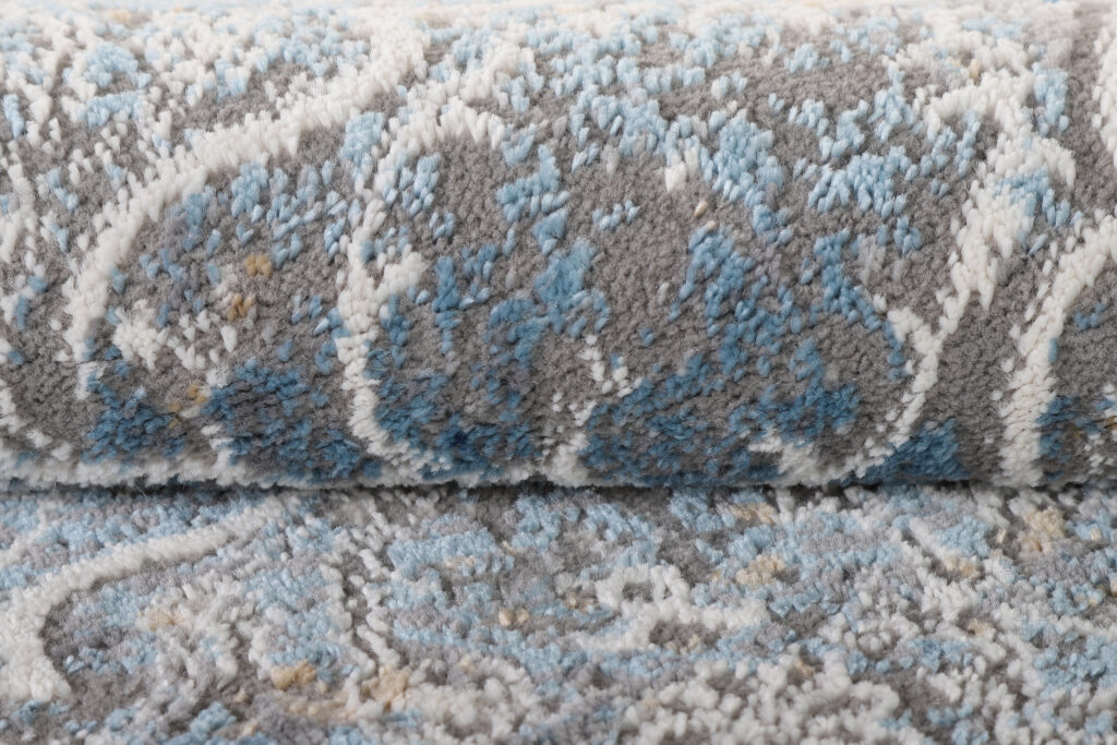 Teppich Valley Rund Grau Blau Vintage Floral