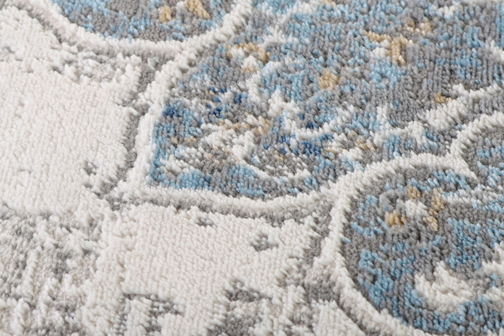 Teppich Valley Rund Grau Blau Vintage Floral