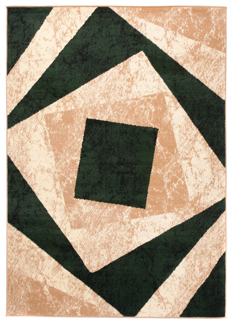 Teppich Dream Modern Kurzflor Creme Grün Vierecke Meliert