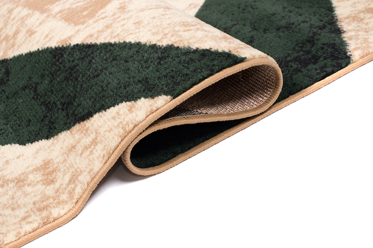 Teppich Dream Modern Kurzflor Creme Grün Vierecke Meliert