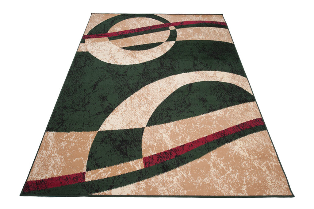 Teppich Dream Kurzflor Modern Beige Grün Rot Kreise Wellen