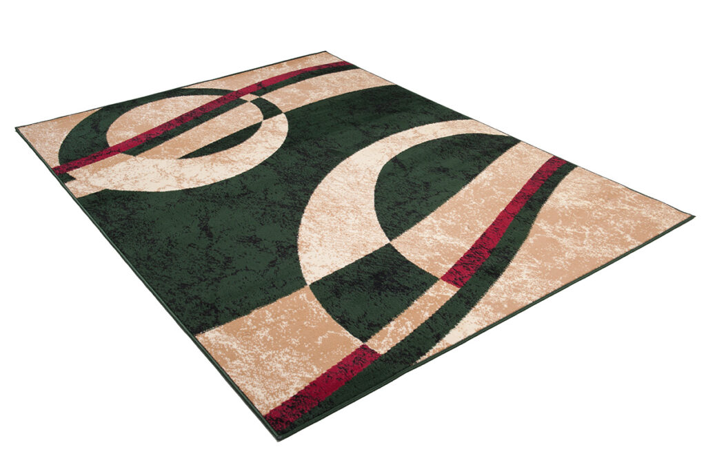 Teppich Dream Kurzflor Modern Beige Grün Rot Kreise Wellen