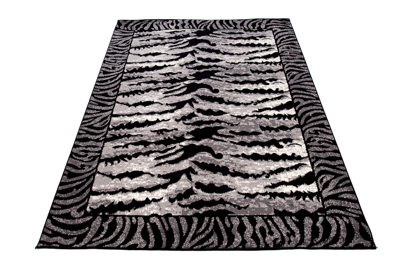 Teppich Dream Modern Kurzflor Grau Creme Schwarz Tiger Optik