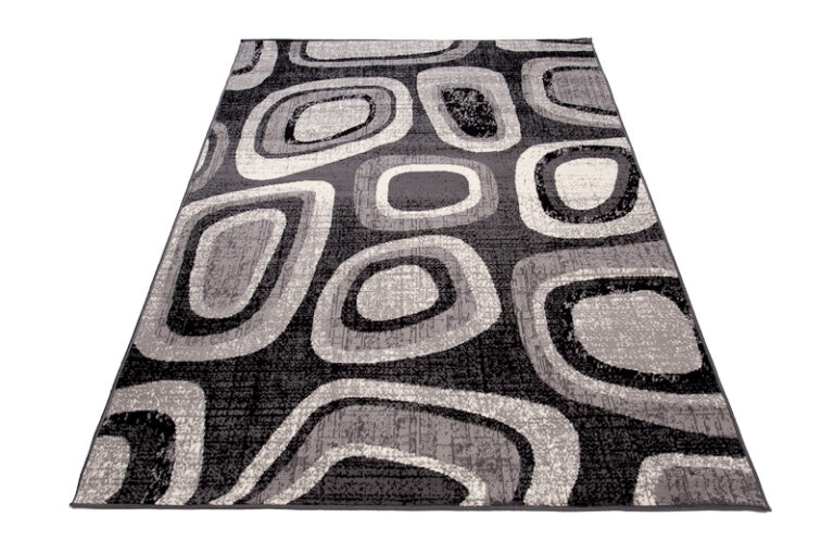 Teppich Dream Modern Grau Schwarz Kreise Kurzflor Design