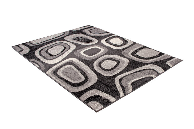 Teppich Dream Modern Grau Schwarz Kreise Kurzflor Design