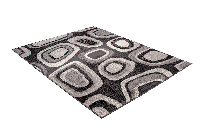 Teppich Dream Modern Grau Schwarz Kreise Kurzflor Design